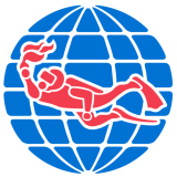 PADI logo with diver and globe icon