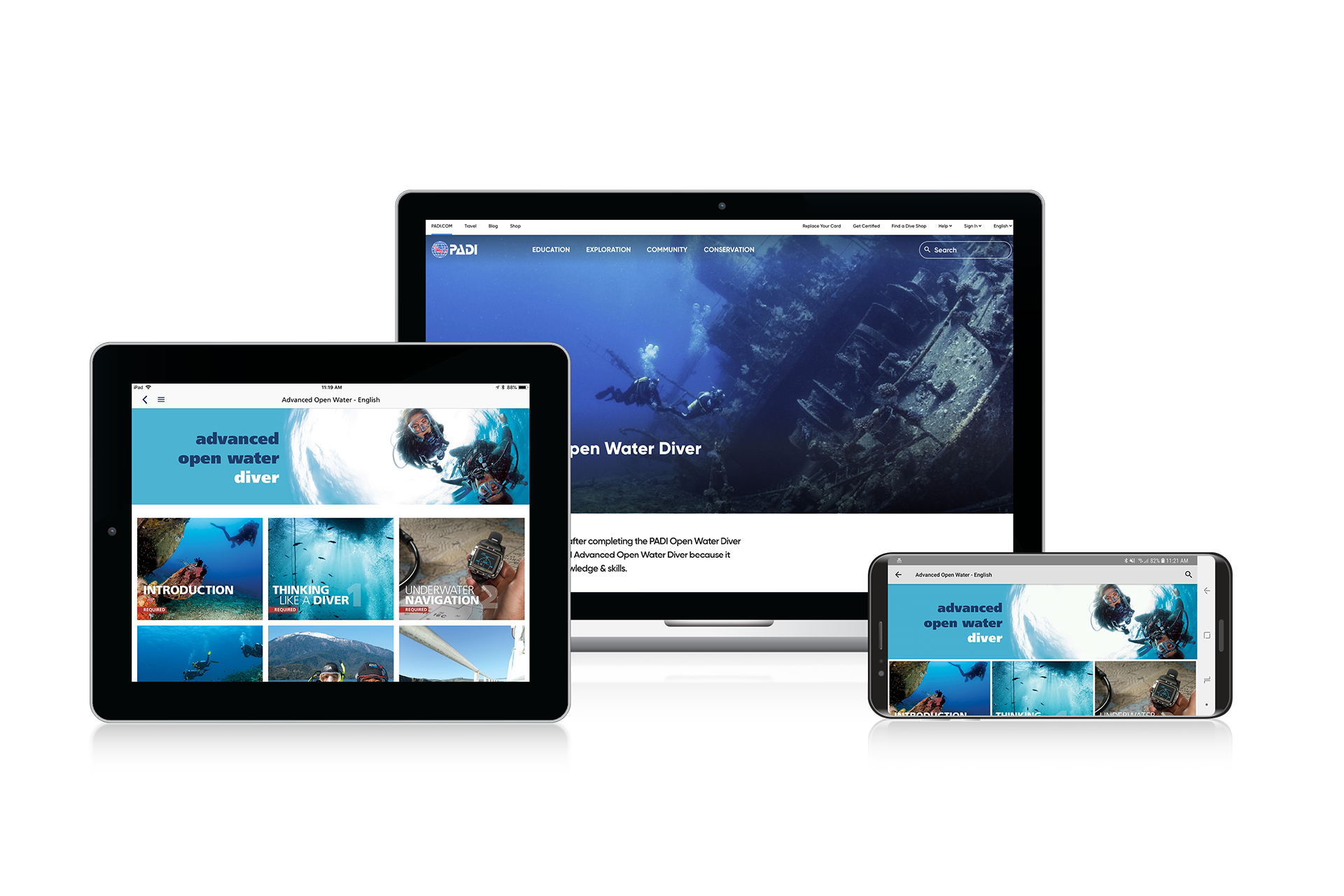 PADI eLearning for the advanced open water course